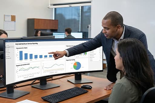 Healthcare IT helpdesk reporting dashboard