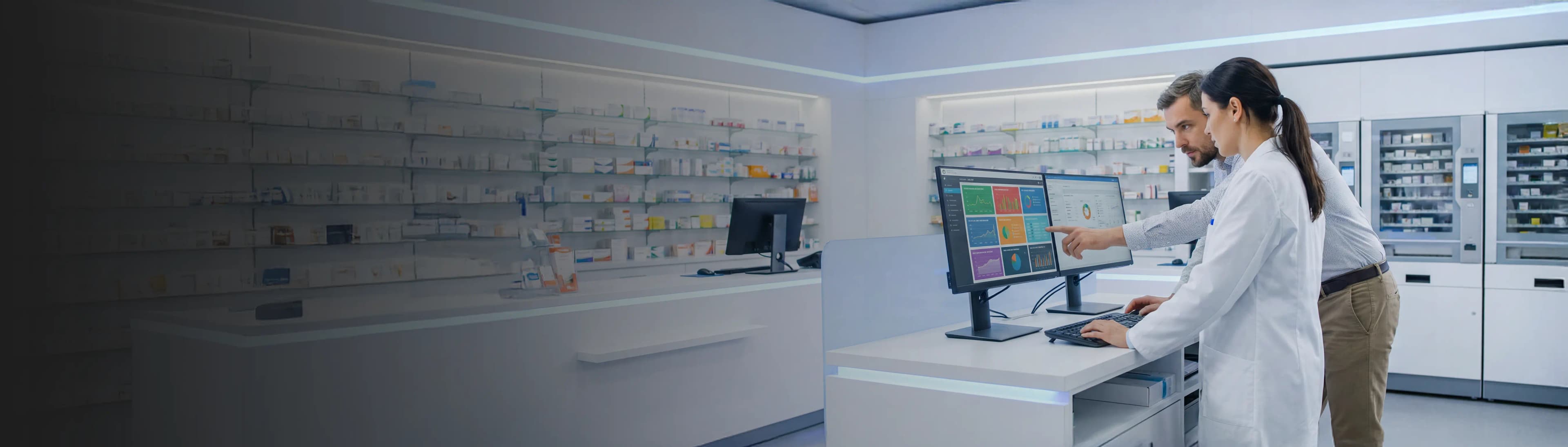 Modern pharmacy with retail health technology